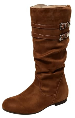 Generisch Bottes pour femme - Avec talon - Élégantes - Tige large - Talon bloc - Bottes d'extérieur - Bottines légères pour femme - Bottines sexy à tige large - Bottes de festival Western