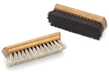 Tadabo Set 2 x Schuhbürsten hell und schwarz mit Rosshaar bestückt | Schuhpflege | Glattlederpflege | Glanzbürste made in Germany