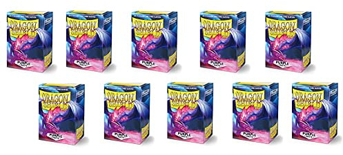 10 Packs Dragon Shield Matte Purple Standard Size 100 ct Card Sleeves Display Case