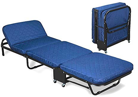 Evergreenweb Klappbares Bett Gästebett Mit Matratze Aus Waterfoam 65x190 Kerndicke 7 cm Verstellbarer Rückenlehne, Raumsparend Ideal Für Camping oder Gästen, Faltbarer Lattenrost, Örtopädisch