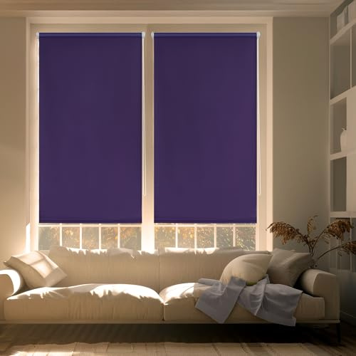 Blindecor Zeus | Verdunklungsrollo ohne bohren - Violett, 42 x 180 cm (BxH) | Stoffgröße 39 x 175 cm. Klemmfix thermorollo für fenster