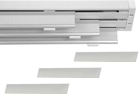 Barra para Cortina de Panel con Carril de 3 Vías, Personalizable, Apertura con Cordón o Manual, Carril para Cortinas Interiores, Ventanas, Puertas o Separadores, Montaje en Techo o Pared (150CM)
