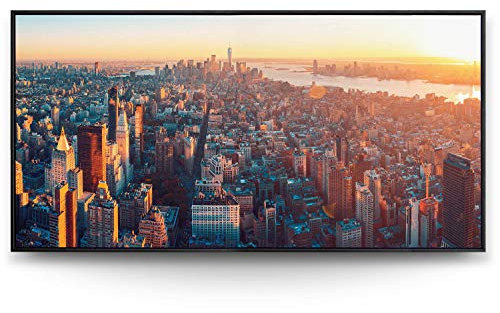 BilderKing Impostantes XXL Leinwandbild 180x90cm, Skyline umrahmt mit schwarzem Schattenfugenrahmen. EIN eindrucksvolles Panoramabild, Motiv NY, Sonnenuntergang, für Wohnzimmer, Schlafzimmer