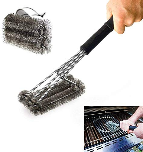 Coocnh Brosse de barbecue en acier inoxydable de 45,7 cm – Nettoyeur de barbecue 3 en 1 avec poils en acier inoxydable – Nettoyage sans effort, sûr et durable