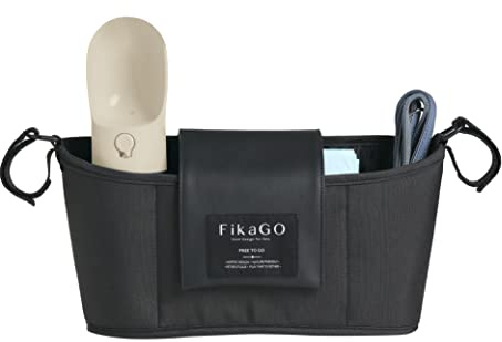 Organizer für Haustier-Kinderwagen – Tasche mit Getränkehalter, Reißverschluss und Netzfächern – Schwarz – kompatibel mit FikaGO FTG Free To Go, Agile, Flytta