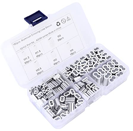 Crimpschlaufen-Hülsen-Sortiment-Kit, Doppelhülsen-Aderendhülsen-Aluminium-Rostschutz für Drahtseile für Kabelleitungsenden