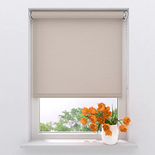 Radeco® Lichtdurchlässiges Rollo 180 x 275 cm Sand, Größen 40-240 cm Breite, Ohne Bohren, Wandmontage, Für Innen, Fenster