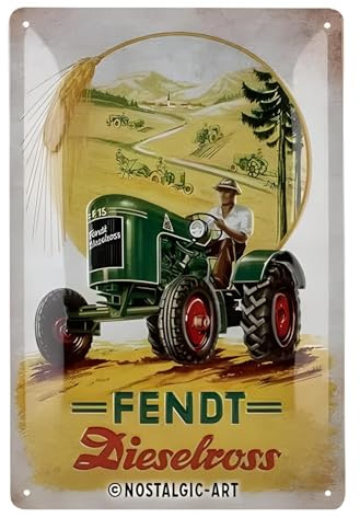 Nostalgic-Art Retro Blechschild, 20 x 30 cm, Fendt – Dieselross | Original Fendt Lizenzprodukt (OLP), aus Metall, Vintage Design, Blechschilder Sprüche, Geschenk-Idee für Traktor-Fans