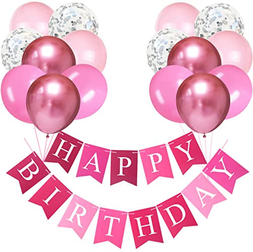 Striscione Buon Compleanno Palloncini Rosa Kit Decorazioni Compleanno Bandierine Festoni Compleanno Happy Birthday Ghirlanda Compleanno Rosa Donna Bambina