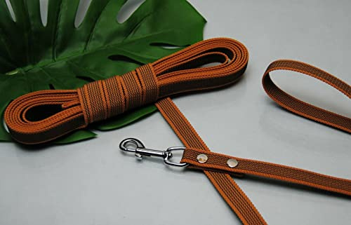 Leine gummiert 15m x 20mm MIT Schlaufe Cognak Schleppleine Fährtenleine