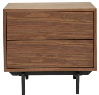 Miliboo Table de Chevet Vintage Bois foncé Noyer et métal Manny