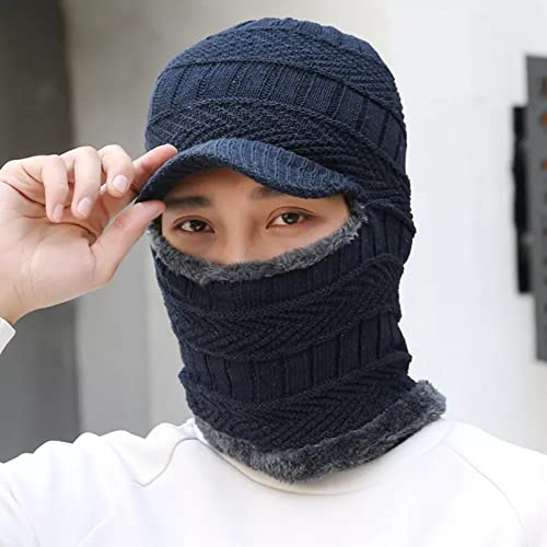 Herbst Wintermütze Korallenfleece Schal Wintermütze weiche Herrenmütze Herrenmütze Warme Mütze Gestrickte Doppelschichtmütze Christmas Hat