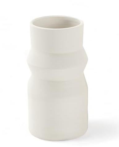 LIVLIG Jarrón hecho a mano, blanco, decorativo de cerámica, florero para mesa, suelo, 20 cm