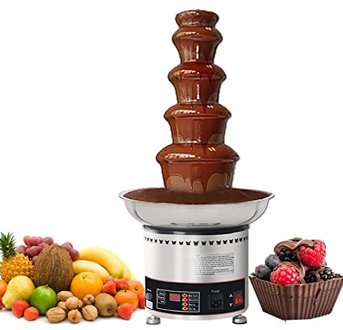 4/5/6/7 Tiers Large Capacity Chocolate Waterfall/Sauce Melting Pot,Commercial Chocolate Fondue Fountain Machine, for Birthday Celebratio, Restaurant Wedding Party (5 Tier)