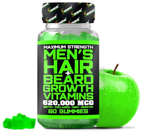 Best Beard Stuff Beard Growth Vitamins - Biotin Gummies for Beard & Hair Growth – Maximum Strength 620,000mcg Biotin with Collagen, MSM, Keratin & Bamboo Extract