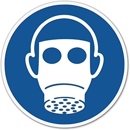 Adesivo con protezione respiratoria – Ø 20 cm ISO 7010 M017 – Cartello di obbligo – hin757