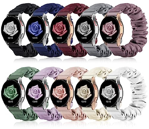 10 Couleurs Bracelets en Tissu pour Samsung Galaxy Watch 6, 4, 5 Active 2 Pro 20mm - Libération Rapide Élastique Bracelet de Remplacement pour Femmes Filles