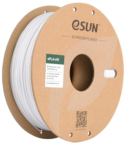eSUN PLA+ Filament 1.75mm, PLA+HS Hochgeschwindigkeitsdruck 3D Drucker Filament Maßgenauigkeit +/- 0.03mm, 1KG Spule (2.2 LBS) Speedy PLA Plus Filament für High Speed Drucker,Kaltes Weiß