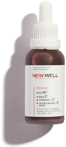 NEWWELL Peeling Solution Serum mit 10% AHA & 2% BHA – Porenverfeinerndes Gesichtsserum gegen Akne, Pickelmale & Hautunreinheiten – Glow-Booster für strahlenden Teint