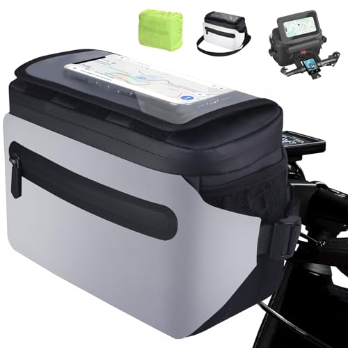LEMEGO Wasserdicht Lenkertasche Fahrrad mit Adapter für E Bike und Fahrrad 4.5 L Fahrradtasche vorne Lenker Fahrradlenkertaschen Handyhalterung mit Einstellbar Touchscreen und abnehmbar Schultergurt