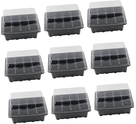 POPETPOP 10er Set Anzuchtschalen Mit 12 Zellen Und Transparenten Deckeln Für Die Anzucht Von Pflanzen Und Bonsai