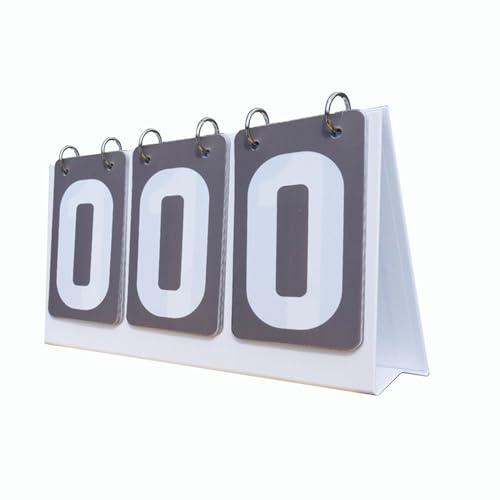 LOVIVER Score Counter Score Keeper Multipurpose Tabletop 3 digits Flip Number Score Board Table Score for Basketball Baseball, grey