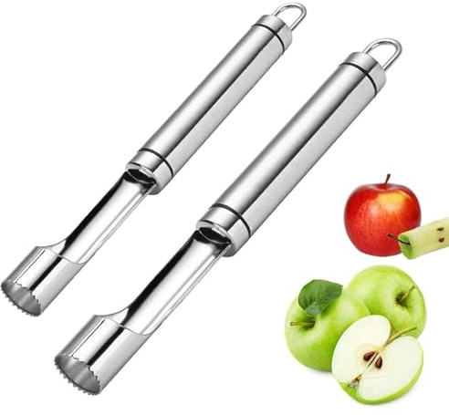 LZZEM 2Pcs Stainless Steel Apple Cutter Kitchen Corer Serrated Blade Fruit Corer Remover for Soft Fruits and Vegetables Easy Removal of Strunks