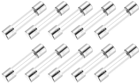 sourcing map Glassicherung, 12 A, 250 V, 6 x 30 mm, Zeitverzögerung, UL-gelistet, träge Sicherung für Haushaltsgeräte, 10 Stück