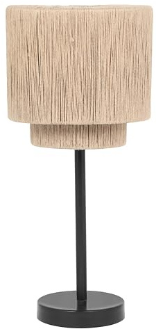 Trio Leuchten Tischleuchte Smilla 566800136, Metall Schwarz matt, Schirm Jute naturbelassen, exkl. 1x E27