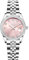 SHENGKE Women's Crystal akzentuiert mit soliden Legierung Stahlband Uhr Elegantes Kleid Quarz Kalender Uhren für Frauen (Silber-Rosa)