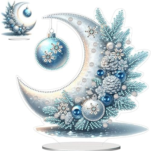 Barlone Diamond painting Weihnachten Tischdeko DIY, Wintermond 5D Diamond Painting Tischdeko Neu, Diamond Painting Christmas, Diamant Malerei Stehend Kunst Set für Anfänger Hausgeschenk Deko Geschenke