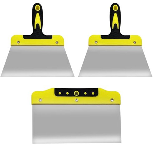 3pcs 8inch Putty Knife for Wood Filler,Heavy Duty Stainless Steel Paint Scraper,Wallpaper Scraper,Scraper Tool,Putty Knife Scraper,Filling Knife Set,for Removing Wallpaper Paint, Filling Putty(Yellow)