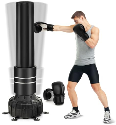 COSTWAY Freistehender Boxsack, 173cm/182cm Standboxsack mit Boxhandschuhen & Saugfuß, Kickboxsack Boxing Trainer MMA für Kinder Erwachsene