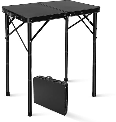ALZEROOE 23”L×15”W×27”H Small Metal Folding Table, Picnic Camping Side Table for Outdoor Garden Patio - Portable Lightweight, Compact & Height Adjustable Grill Stand BBQ