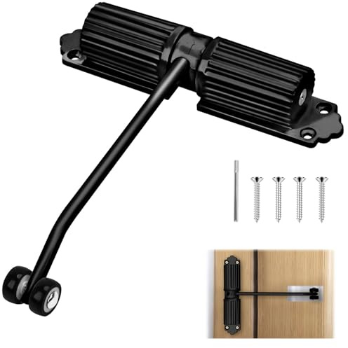 Longzhuo Automatic Door Closure Alloy Heavy Duty for Interior Exterior | Safety Spring Loaded Gate Closer,Overhead Fire Rated Door Closer,for Doors Weighing 20-35 kg（Black）