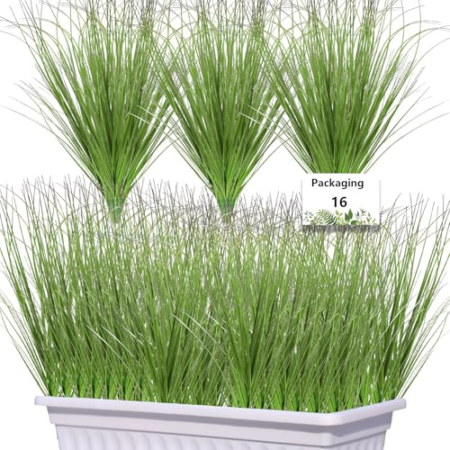Xbessc 16 Bündel Künstliche Gräser wie Echt 50 cm Kunstgräser Outdoor | Wetterfest Künstliche Balkonpflanzen Ziergras Künstlich Kunstpflanze Gras für Innen Außen Garten Balkon Haus Blumenkasten