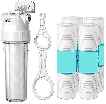 Reverse Osmosis Water System Under Sink Micron Whole House Sediment Water Filter System Prefilter Purifier, 10 Inch PPFcotton Pre Filter for Under Sink Home Domestic(Host and 5x Filter)