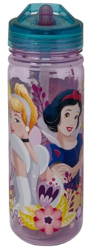 CARTOON Disney Ecozen Tritan vattenflaska med hopfällbar drickpip för barn, 580 ml BPA-fri