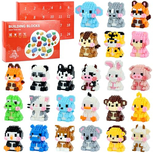 ZIOSINM 24 Jours Calendrier de L'avent 2026 Enfant | Blocs de Construction d'Animaux, Calendrier de L'avent Enfant Garcon Fille Cadeaux de Noël Surprises Garçons Ffilles