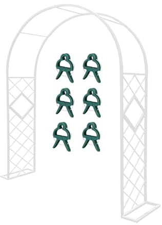 Enrejado de metal resistente para plantas trepadoras al aire libre, marco de cenador de 220 x 240 cm, decoración de pérgola blanca para bodas, fiestas, patios, césped