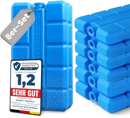 Oramics Kühlakkus 750g – 8er Set große Kühlakkus für Kühlbox & Kühltasche, Wiederverwendbare Kühlpacks für Lebensmittel, Snacks & Getränke – auslaufsicher & langlebig