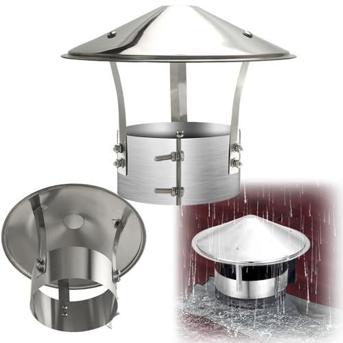 Chapeau de cheminée rond inox, pare-pluie pour conduit et tuyau de poêle | Capot extérieur en acier inoxydable 201 pour conduit de fumée, protège de la pluie et favorise l'évacuation(180mm/7.08in)