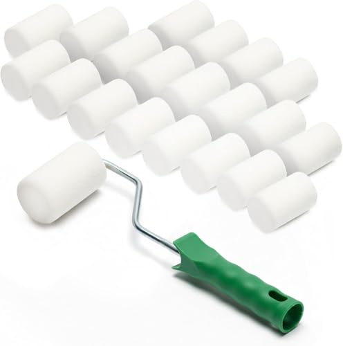 ToolSpace 20x Lackierwalze 5 cm mit Griff Superfein Schaumstoffrolle 50 kg/m³ Schaumstoff Dichte Lacke Lasur Acryl Lösungsmittelbeständig Nicht-Aggressive Malerrolle Lackrolle Feinarbeiten Türen Möbel