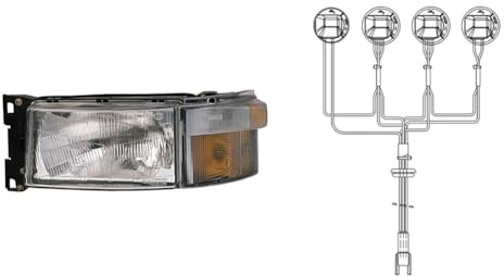 Hella 1EG 007 150-091 Halogen-Hauptscheinwerfer - links - für u.a. John Deere + 8KA 155 372-001 Kabelsatz, Hauptscheinwerfer