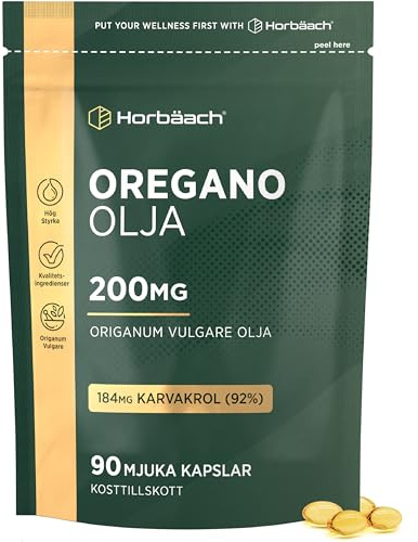 Olio di Origano Capsule 200mg | 90 Capsules | 184mg Carvacrolo | Alto Dosaggio | Integratore di olio di origano | Horbaach