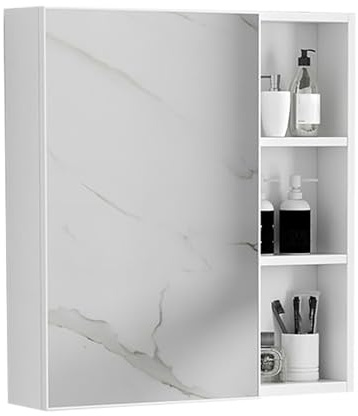 Armadietto moderno in lega di alluminio per medicine con specchio rettangolare elegante per bagno, camera da letto, soggiorno e toilette, 80 x 11 x 65 cm