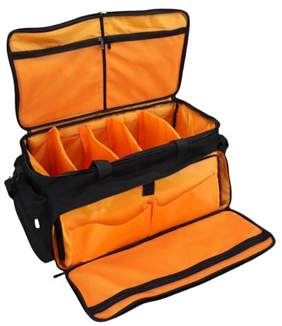 Fabater DJ Cable Bag, Large Capacity Music Gear Organizer with 6 Detachable Dividers and Laptop Compartment for DJ Equipment, Mixer, Turntable, Microphone and Accessories