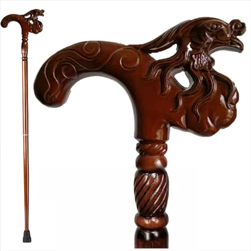 Elegante bastone da passeggio in legno intagliato per anziani, comfort e sostegno, regalo rustico per uomini e donne