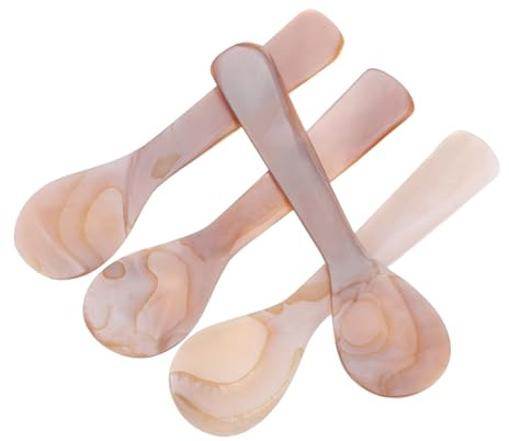 TOYANDONA Cucharas de Concha Natural para Café y Postre, Set de 4 Cucharas Pequeñas 9 Cm, Diseño Polarizado, Material Saludable y Seguro, Ideales para Helado y Pasteles