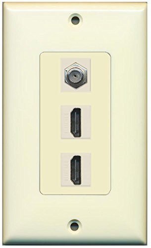Riteav – 2 porte HDMI 1 cavo coassiale tv- F-Type piastra decorativa Light Almond/Light Almond